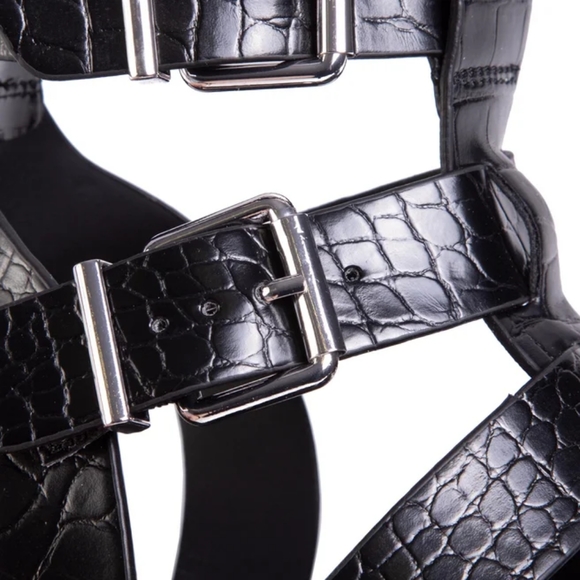 Aldo Glassy Platform Cage Sandal - Croc Embossed - Size 10 - Picture 4 of 11